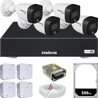 Kit 4 Câmeras Intelbras Vhd 1220b Colorida Noite  