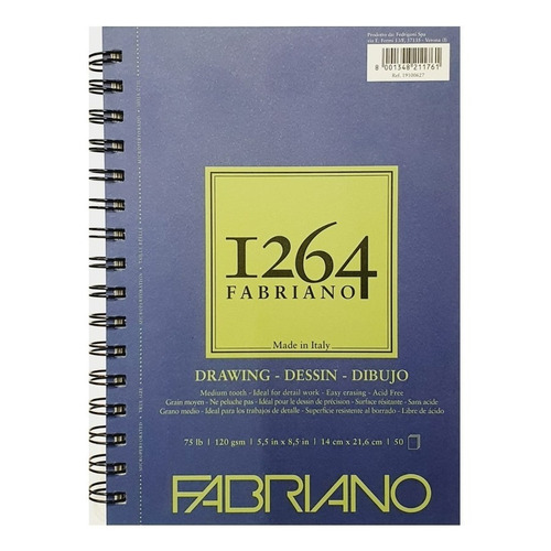 Block Fabriano Drawing Blanco 120gsm 14*21.6cm 50 Hojas