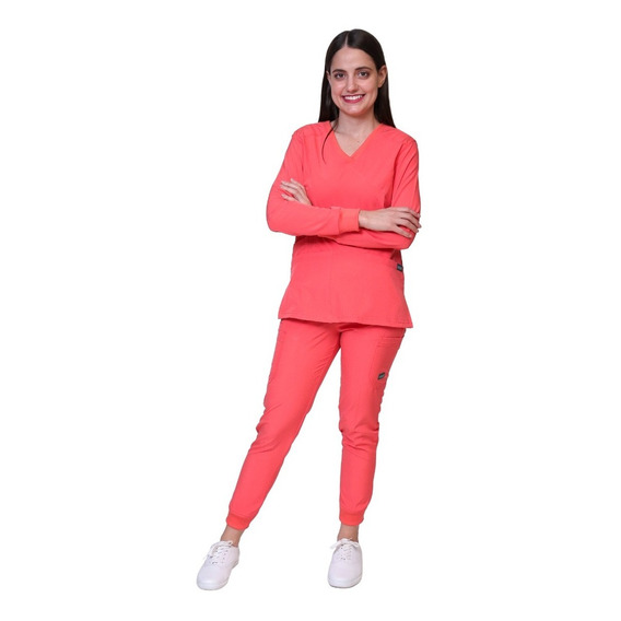 Conjunto Médico Manga Larga Pant Jogger Dama Antifluido Ev16