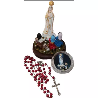 Figura Virgen De Fatima+rosario Aromatico De Rosas De Fatima