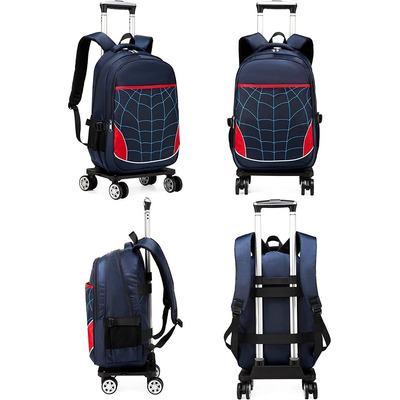 Maleta Con Ruedas Para Niños Spider Man Azul Bluefairy