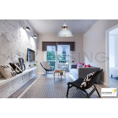 Colgante Vintage Old Blanco Deco Cable Textil Apto Led Vig