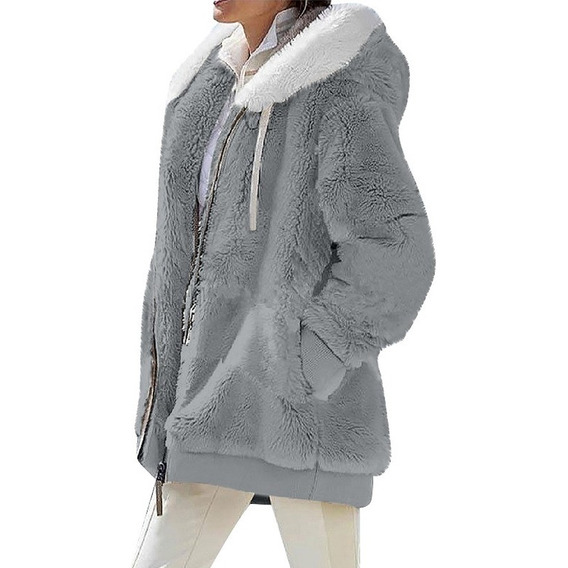 Chaqueta De Felpa Peluda De Invierno Frío Para Mujer