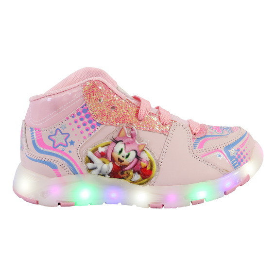 Tenis Niña Bota Amy Rose Luces  Led Sonic The Hedgehog 