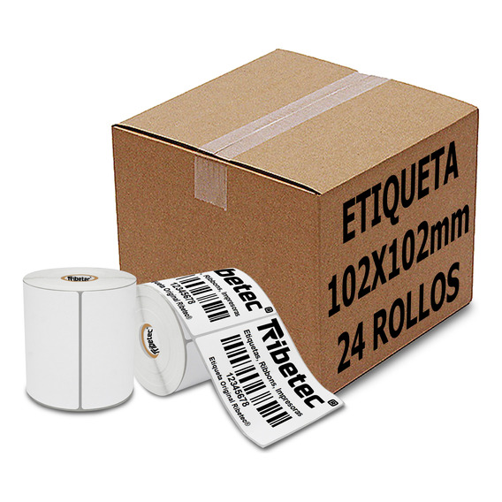 24 Rollos Etiqueta Térmica 4x4 (102x102 Mm) C/u 500 Pzas C1 