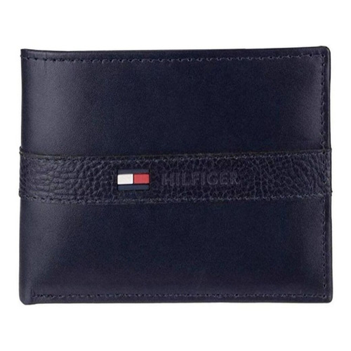 Billetera Tommy Hilfiger 31TL22X062 color navy de cuero - 8.9cm x 11.4cm x 1.3cm