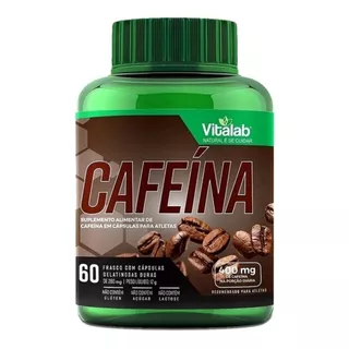 Suplemento Cafeína 400mg Vitalab 60 Cápsulas