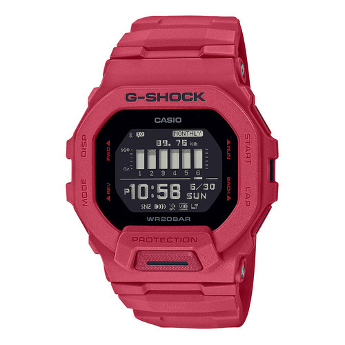 Reloj Hombre Casio Gbd-200rd-4dr G-shock Color De La Correa Rojo Color Del Bisel Rojo Color Del Fondo Negro