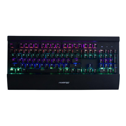 Teclado gamer Noganet NKB-HYBRID QWERTY inglés US color negro con luz rainbow