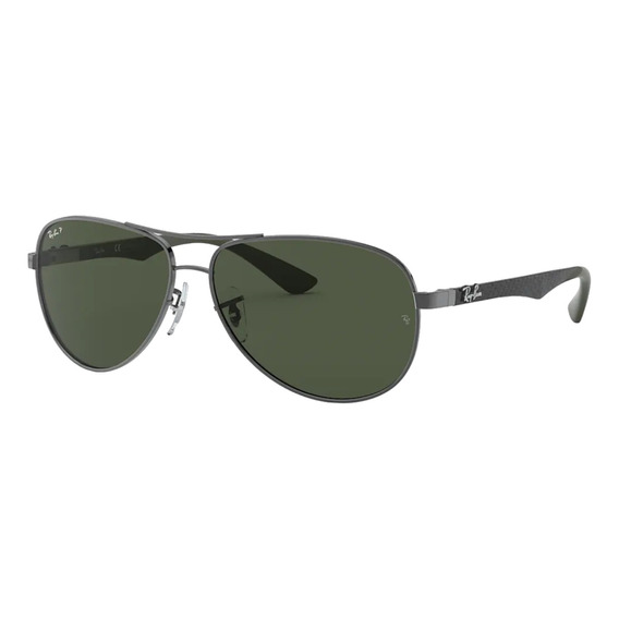 Anteojos de sol polarizados Ray-Ban Carbon Fibre Standard con marco de acero color polished gunmetal, lente green de plástico clásica, varilla grey de acero - RB8313