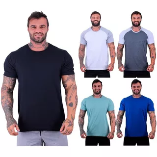 Kit 5 Camisetas Tradicionais Masculinas Cores Básicas Lisas