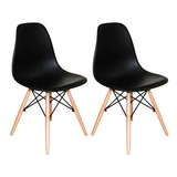 Kit Con 2 Sillas Charles Eames Eiffel Negras