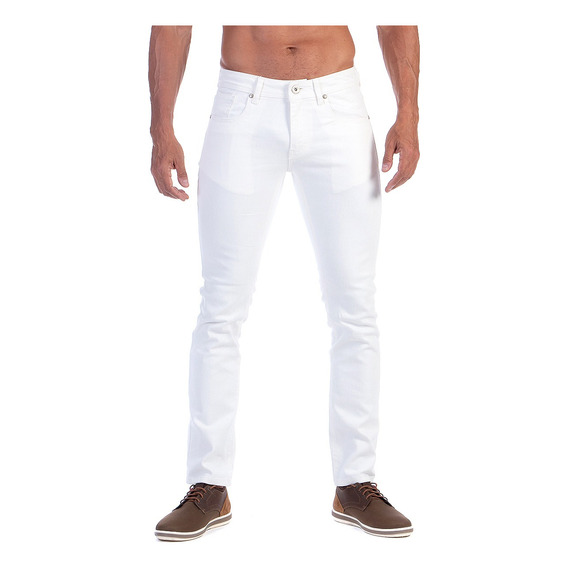 Jeans Pantalón De Mezclilla Stretch Blanco Para Hombre