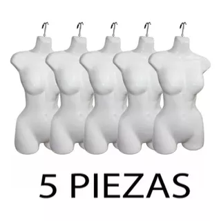 5 Maniqui Exhibidor Blusa 3/4 Dama Plástico Reforzado Hueco