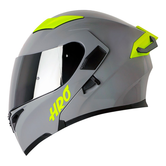 Casco Abatible De Moto Hro 3400 Evo Solid Gris/ Amarillo Dot