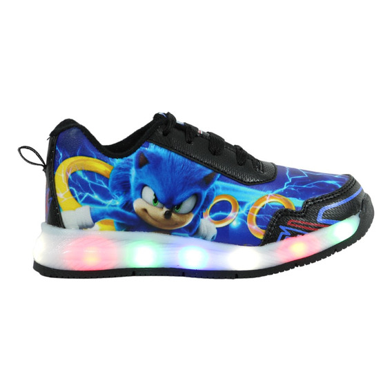 Tenis Niño Sonic Luces Led Velcro The Hedgehog Comodo 