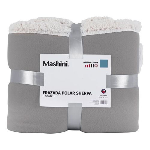 Frazada Polar Sherpa 2 Plazas Hipertermica Mashini Color Gris Diseño De La Tela Liso