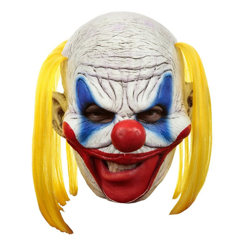Máscara De Payaso Terrorífico Chinless Clooney Clown Disfraz Color Blanco y Amarillo
