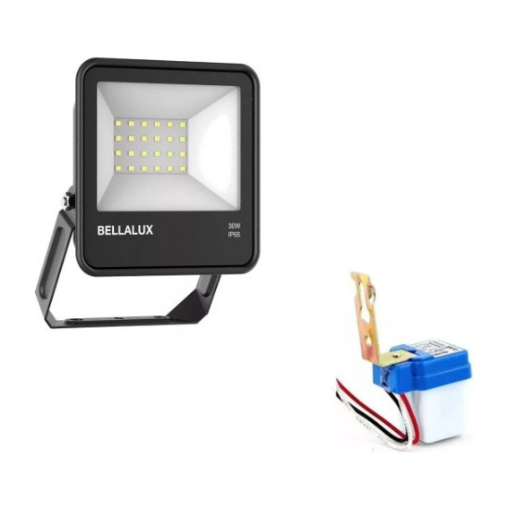 Reflector Led 30w Bellalux Frío Exterior + Fotocelula Sica