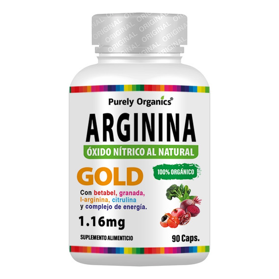 Arginina Gold Purely Organics 90 Cápsulas Sin Sabor