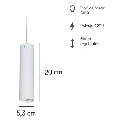 Lámpara Colgante Ferrolux C167 1 Luz 220v Blanco Led