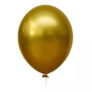 Kit 25 Unid Balão Bexiga Cromado Metalizado Alumínio Cor Amarelo Mostarda