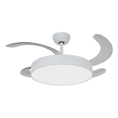 Ventilador De Techo Zenith Blanco Retractil Luz Control  1.06 M 50hz/ 60hz Blanco Transparente Acrilico 4