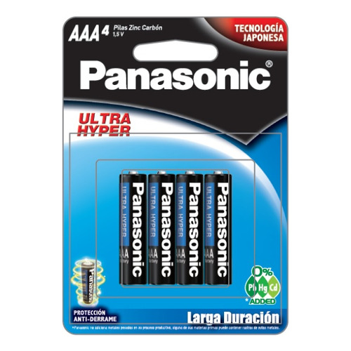 Pila Panasonic AAA Carbón Zinc Cilíndrica UM-4NPA/4B Blister con 4 unidades 1.5v