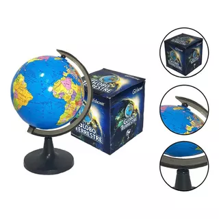 Globo Terrestre Giratório De Mesa Mapa Mundi Escolar 23 Cm