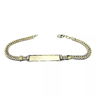 Pulsera Identidad Groumet Maciza 35mm+grabado Plata925 Y Oro