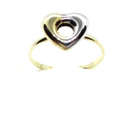 Anillo Oro 10k Corazón Bicolor 