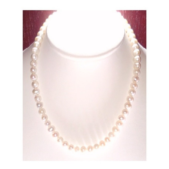 Collar Perlas Cultivadas Naturales Con Broche De Oro A034
