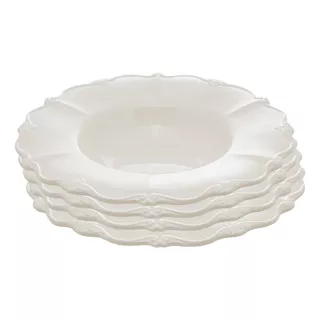 4 Pratos Wolff Francy De Porcelana Branco