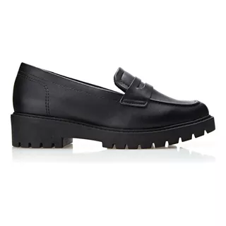 Sapato Mocassim Tratorado Feminino Comfortflex Cor Preto Desenho Do Tecido Liso Tamanho 39