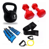 Set Kit Ejercicio Entrenamiento Mancuernas Pesa Rusa 8 Kilos