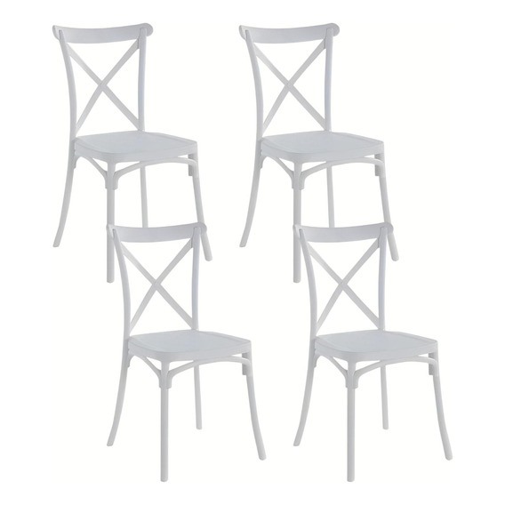 Pack 4 Sillas De Terraza O Comedor Crossback Danubio - Blanc