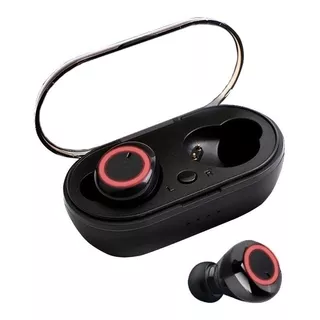 Fone De Ouvido In-ear Sem Fio Kapbom Ka-799 Preto E Vermelho Com Luz Led