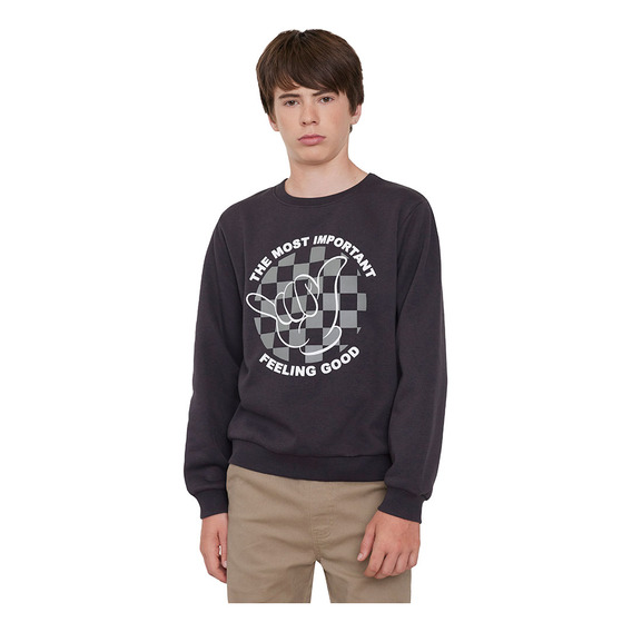 Polerón Niño Teen Pullover Sk Gris Oscuro Corona