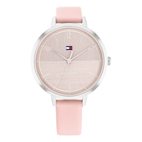 Reloj Tommy Hilfiger Para Mujer De Cuero Rosa 1782618 Color del bisel Plateado