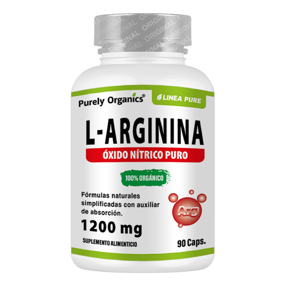 L Arginina Pure, Vegana, 90 Cápsulas. Purely Organics.
