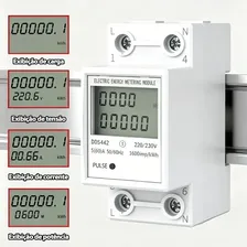 Medidor Consumo Elétrica Digital Monofásico Led Ac 220v 80a Tensão Corrente, Potência E Energia Suporte Para Trilho Din 35mm