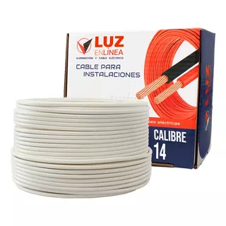 Cable Eléctrico Calibre 14 Thw Cca Blanco, Caja Con 100m, Marca Luz En Linea, Pvc Antiflama 90°