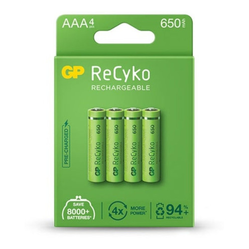 Pilas Recargable Tamaño Aaa Gp 4 Piezas 650 Mah Recyko Nimh