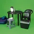 Mesa Plástico Pvc Jardín Redonda Mor Negra Patas Desmontable