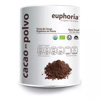 Cacao Orgánico En Polvo Certificado Euphoria Superfoods 400g