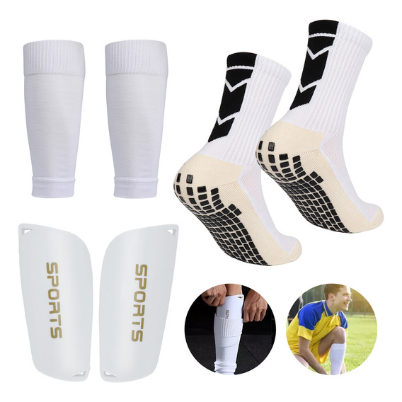 Calcetines Antideslizantes Con Espinilleras Para Fútbol 3pcs