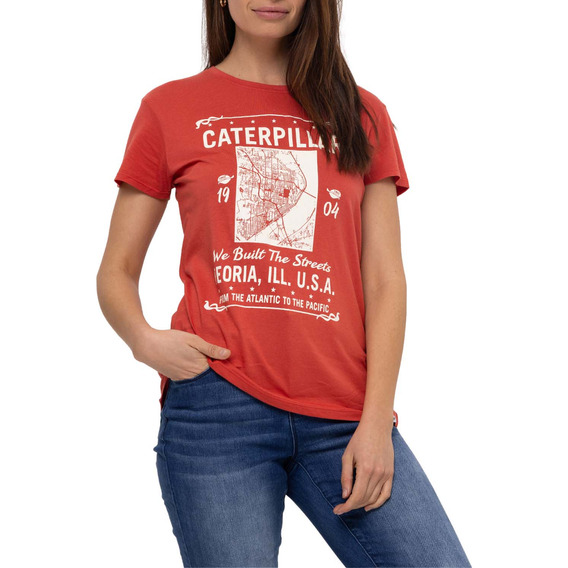 Remera Caterpillar W We Built The Stree Cranberry Para Dama