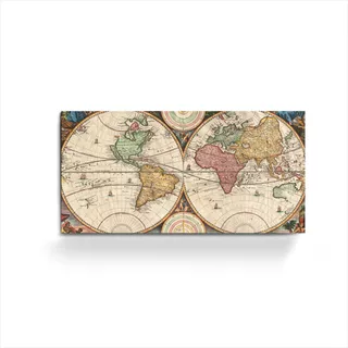 Cuadro Moderno Mapamundi Grande Planisferio Mapa Vintage Art