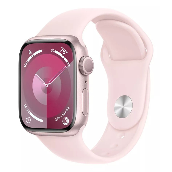 Apple Watch Series 9 GPS • Caja de aluminio rosa de 45 mm • Correa deportiva rosa claro - S/M