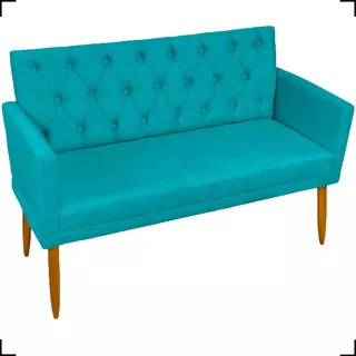Namoradeira Decorativa Reforçada Sofá Pé Palito Suede Cores Cor Azul-turquesa Desenho Do Tecido Tecido Suede